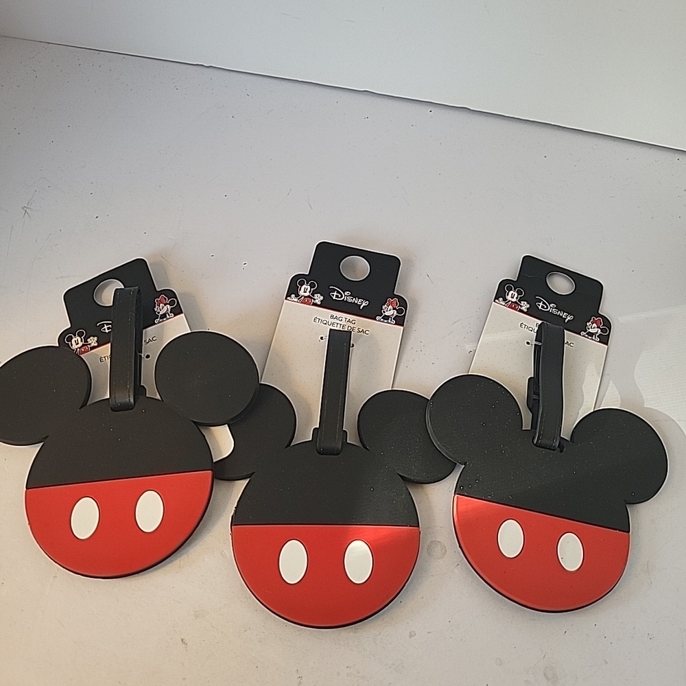 Disney Mickey Mouse Luggage Tags Set Of 3 NWT